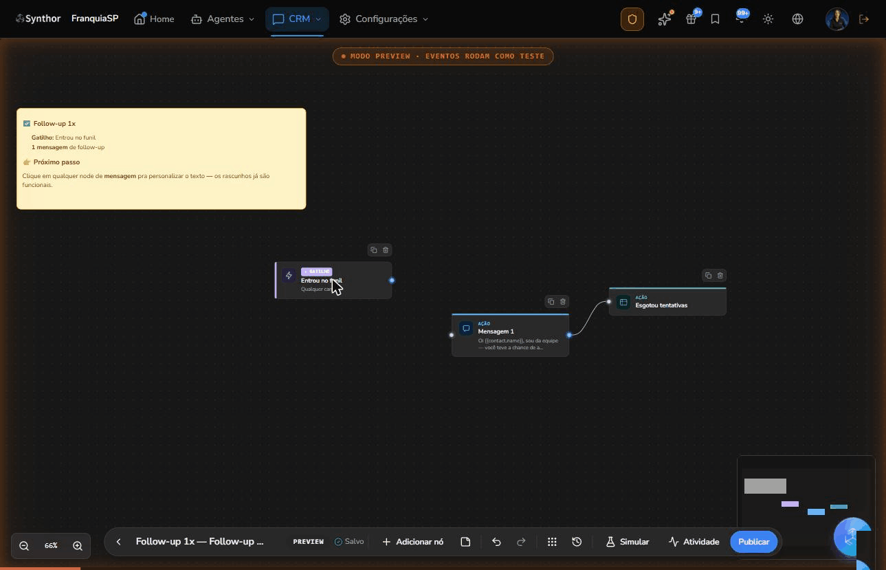 Fluxo de automação de follow-up da Synthor